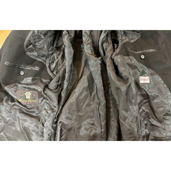 Rialto Men’s Italian Wool Cashmere 40 R Long Black Overcoat - Picture 10 of 13